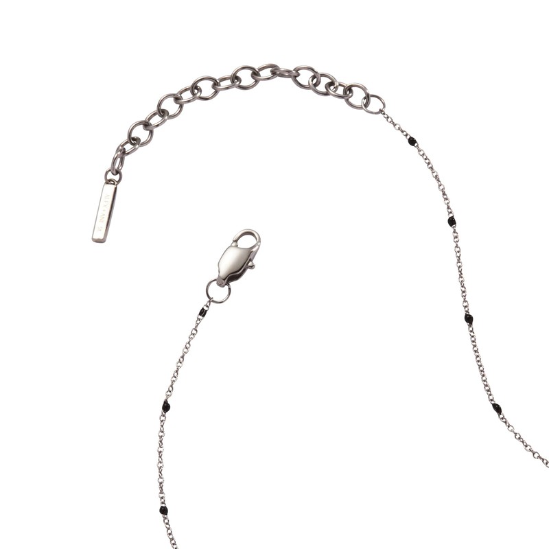 Alex and Ani Enamel Black Dot Chain Necklace
