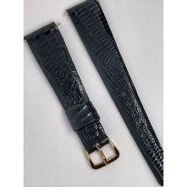 NA 60's NOS JB Champion 3/4R 19mm Black Tapered Brazilian Lizard Band W/Gold Buckle