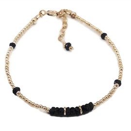 Armband mit 3 mm runden, facettierten Saphirperlen in Blausaphir-Form, 17,8 cm, verstellbarer, versilberter Verschluss, für Männer und Frauen | LK_STACK_01575