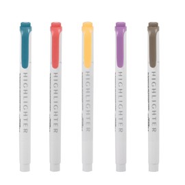 5 Pcs Pastel Highlighters, Dual Tip Marker Pen Assorted Colors Pastel Highlighter Quick Dry Markers for School, Office, Journal (Set A)