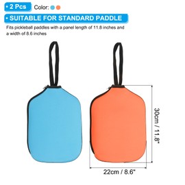 PATIKIL Pickleball Paddle Cover Universal 11.8x8.6 Inch, 2 Pack Neoprene Pickleball Racket Sleeve Paddle Storage Bag with Carrying Strap for Pickleball Paddles,Lake Blue, Orange