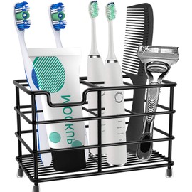 HYRIXDIRECT Toothbrush Holders for Bathrooms Stainless Steel Rustproof Electric Toothbrush Holder Toothpaste Organizer Tooth Brush Storage Stand