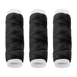 3 Rolls Black Brown Beige Threads for Hair Weave Bundles, Hair Extensions, Sewing Hair Weft Sewing Thread for Making Wig DIY Hand Sewing Hair Weave Extension (3 Thread, Black)