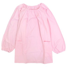Timely tm104 Lunch Apron, Smock, Long Sleeve, Children, Plain, School, Children's Apron, Elementary School, Pink, 55.1 inches (140 cm)