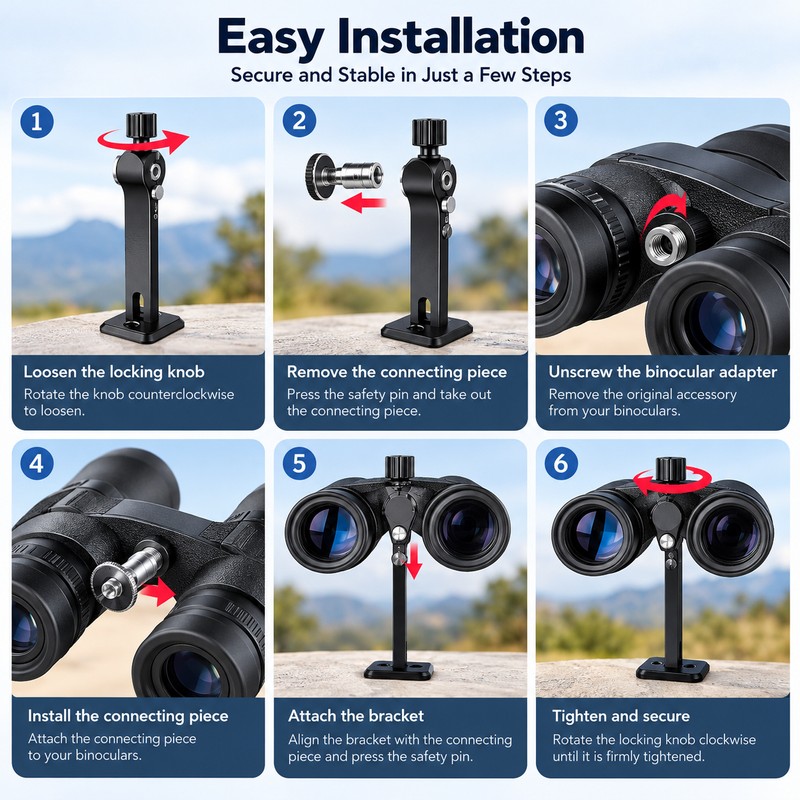Binocular Tripod Adapter for Steadier, Hands-Free Viewing – Arca-Swiss Compatible