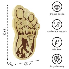 Bixuhai Sasquatch Charcuterie Board, 12.6" X 7.6" Unique Bigfoot Gifts, Footprint Cheese Board & Serving Tray for Anniversary Birthday Party Christmas Wedding Gifts, Mom, Big Foot Party Decor