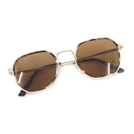 PASTL Hipster Fashion Sunglasses Unisex Square Double Frame Design UV400 Gold Tortoise