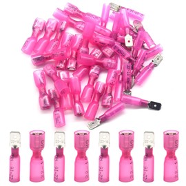 Hocansen 100 Pieces Heat Shrink Spade Connectors Insulated Male and Female Wire Connectors Crimp Terminal Connectors Kit (Red/RS)