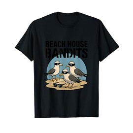 Beach House Bandits Cartoon Seagulls Design T-Shirt
