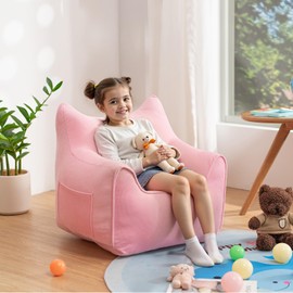 HOMMPA Kids Bean Bag Chair Stuffed Toddler Bean Bag Sofa with Pocket Filler Bean Bag Chair for Kids Boys and Girls Baby Lazy Floor Sofa Chair for Gaming Reading Playing Pink