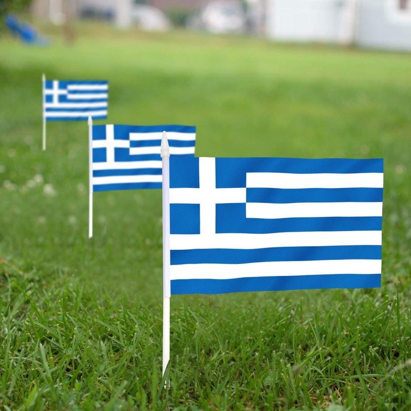 Anley Greece Mini Flag 12 Pack - Hand Held Small