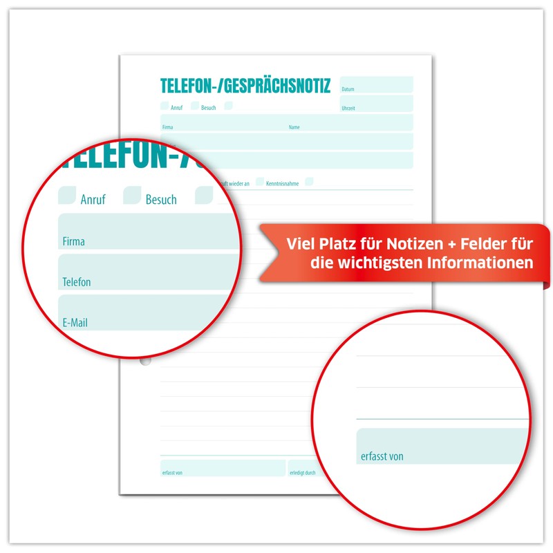 Primus Print Telephone and Call Notepad, A5 A6, 50 Sheets,