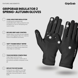 GripGrab Insulator 2 Spring-Autumn Thermal Cycling Gloves Thin Winter Road Gravel Biking Glove Warm Full Finger Liners