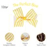 Hair Bow with Striped Grosgrain Ribbon, 6 inch Hairbow (Yellow)