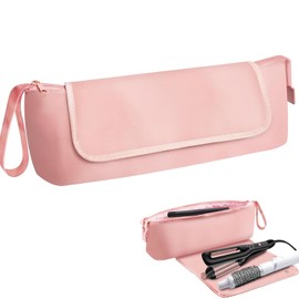 Hair Tools - Bolsa de viaje, funda de viaje de hierro plano 2 en 1 con almohadillas resistentes al calor, bolsos de viaje para peluquería resistente al calor para rizadores (Rosa)