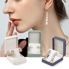 Woodten PU Leather Earrings Box Velvet Interior T-style Stud Earrings Gift Box(Green)