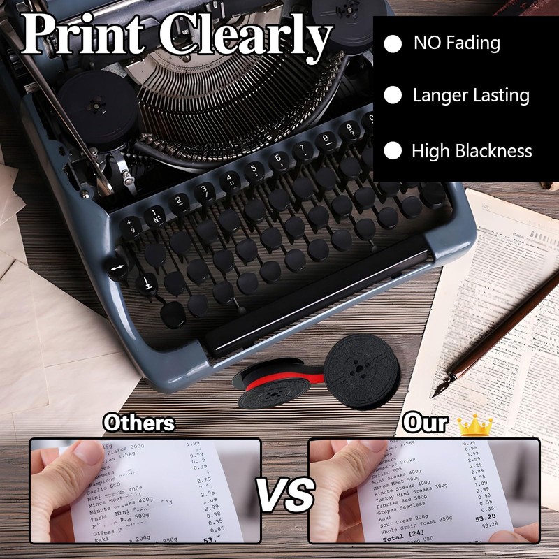 Chihutown 4 Pairs Universal Typewriter Ribbon, Calculator Ribbon Replacement Pack,