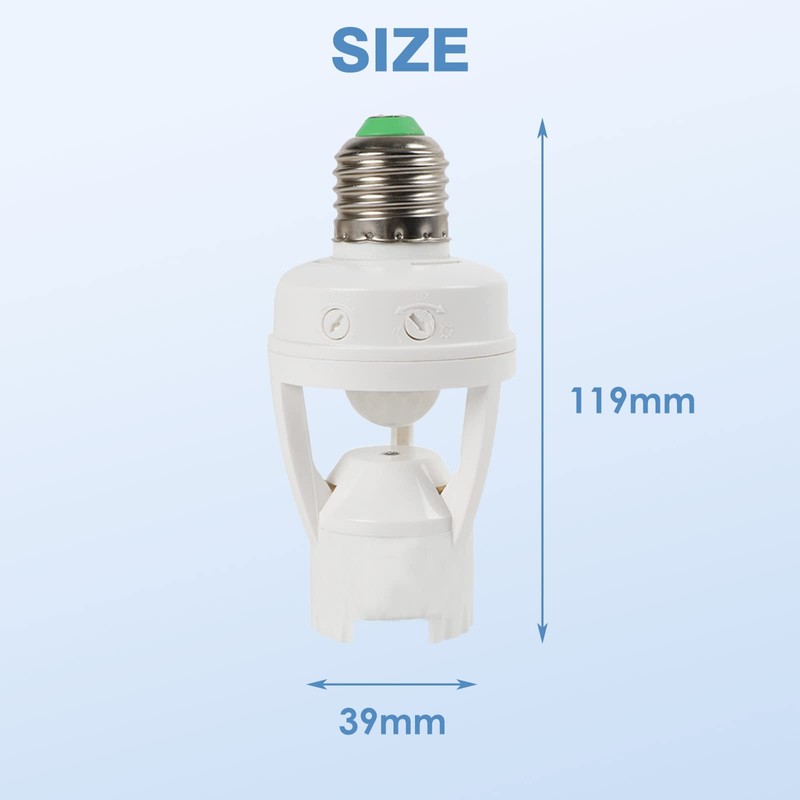 Light Socket Adapter, Screw-in Motion Sensor Bulb Holder for Indoor/Outdoor