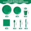 350Pcs Green Paper Plates and Napkins Tableware Set (Serve 50),