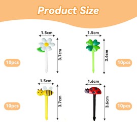 ZhouWei Pack of 40 Food Picks, Fruit Forks Children, Mini Cartoon Bento Fruit Forks, Reusable Fruit Toothpicks, for Desserts, Fruit, Pastry, Party, Lunch, Bento for Cakes, Desserts