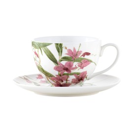Maxwell & Williams Royal Botanic Gardens Australian Orchids Cup & Saucer 240ML Pink Gift Boxed