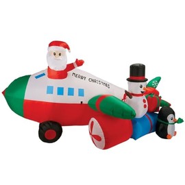 Deluxe Santa and Friends Airplane 115 inches Long Inflatable