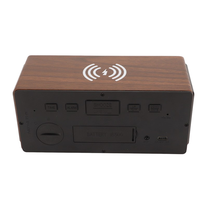 Wooden LED Clock Home Bedroom Brown Digital Alarm Clock with