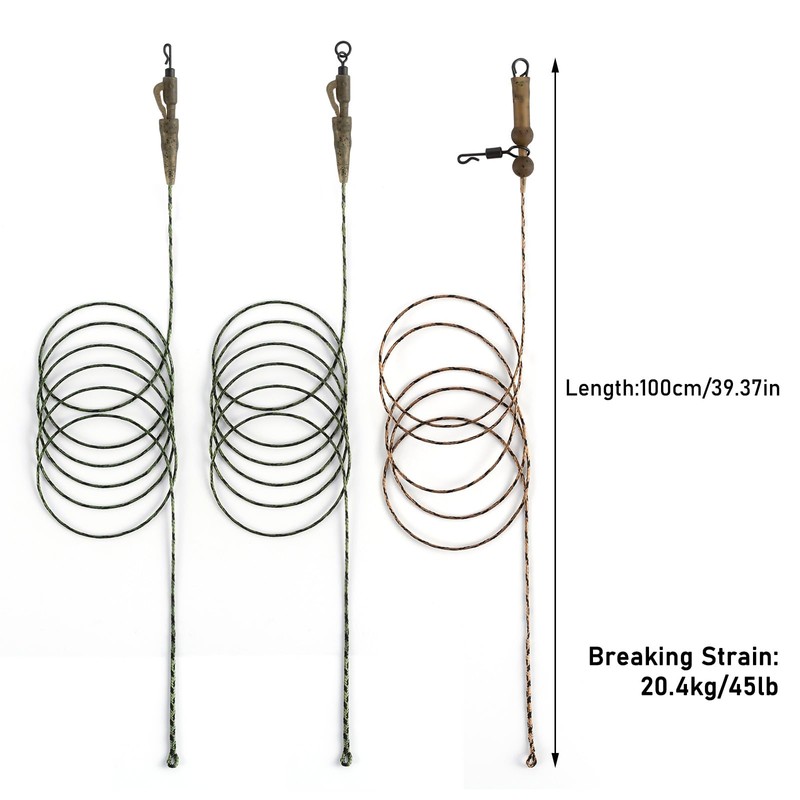 Alwonder 6pcs Carp Fishing Rigs Ready-Tied with Safety Clip, Sleeve,