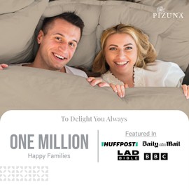 Pizuna Pure Cotton Standard Pillowcases 2 Pack Simply Taupe 50x75cm, 600 Thread Count Long Staple Combed Cotton Crisp Pillow Cover, Soft Sateen Oxford Pillow Cases (Cooling Pillowcase)