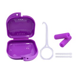 Invisible Orthodontic Set (4 Pieces) - 1 Alignment Tool | 1 Retainer Case | 2 Alignment Cup Seats, Chew Toys for Oral Care (Purple)
