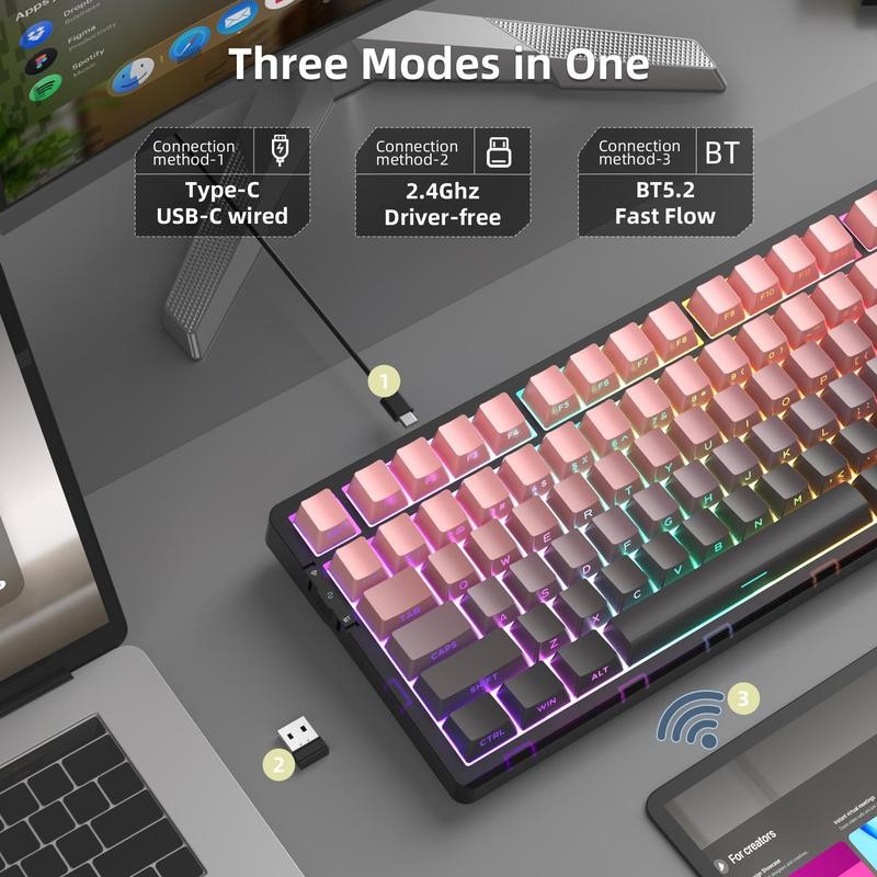 MageGee Keyboard Wireless, 96% Gasket Hot Swappable Keyboard Mechanical, 3-Connection