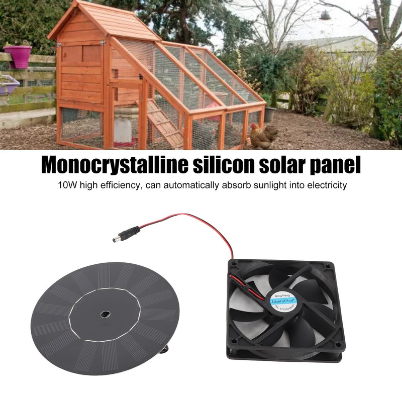 10W Solar Powered Exhaust Fan Monocrystalline Silicon Solar Panel Fan