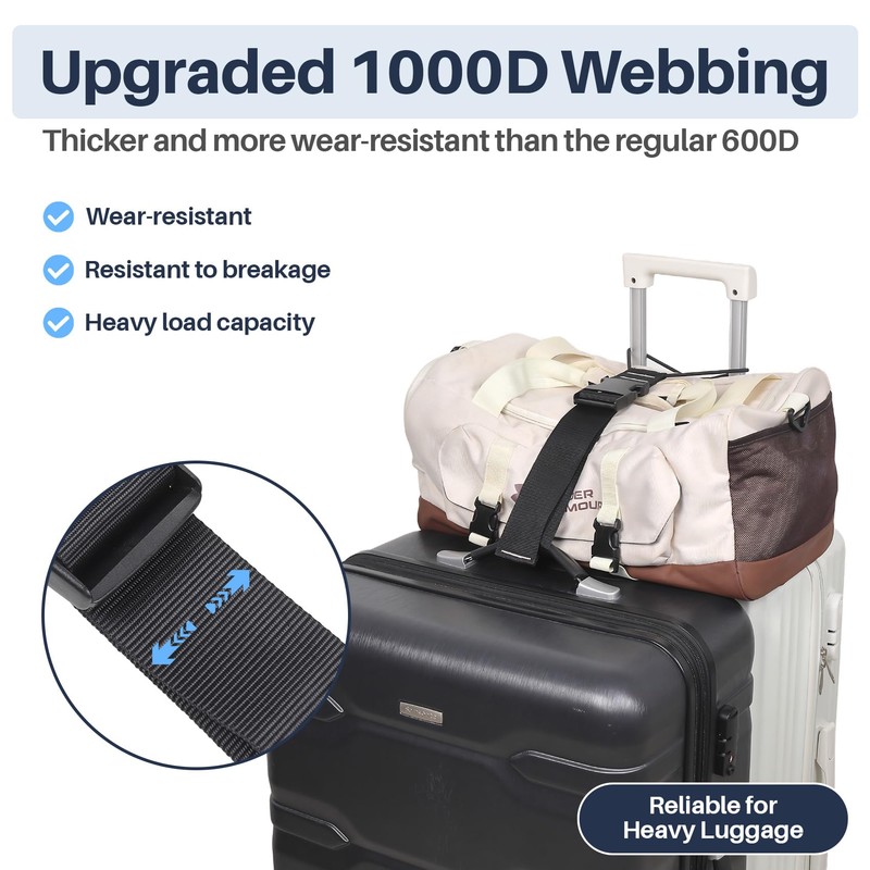 Adjustable Elastic Luggage Bungee Connector Straps, Carry-On Suitcase Add Bag
