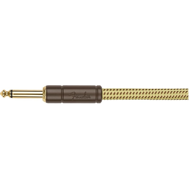 Fender Deluxe Series Coiled Instrument Cable, Straight/Angle, Tweed, 30ft