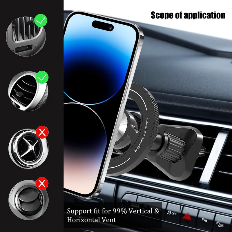 Sandfren Car Magnetic Phone Holder, 360° Adjustable HandsFree Vehicle Air