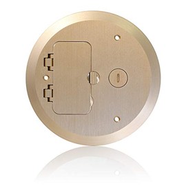 Leviton FBC1F-B Concrete Floor Box Brass Plated Cover Plate, 1 Decora Flip Lid & 1 Data Cap