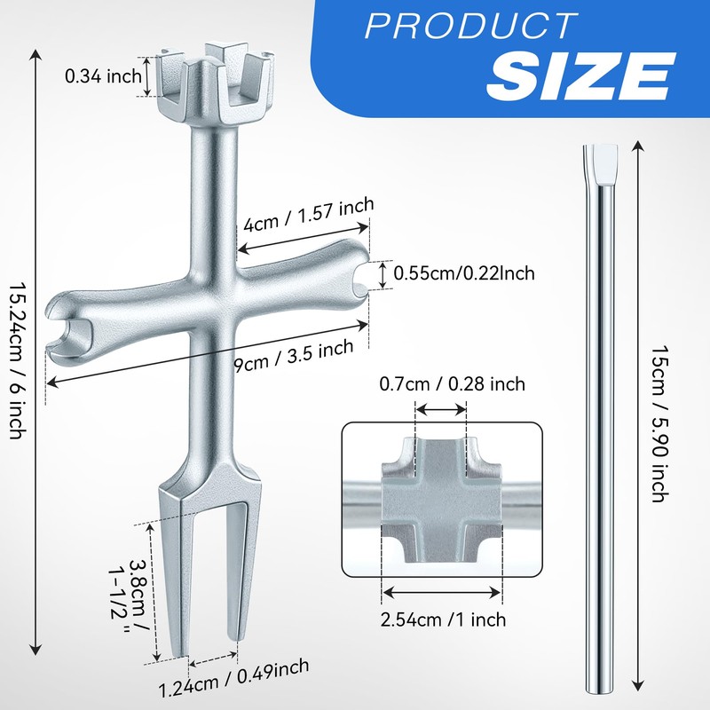 Enhon 4 Sided Drain Strainer Wrench with Sliding Handle for