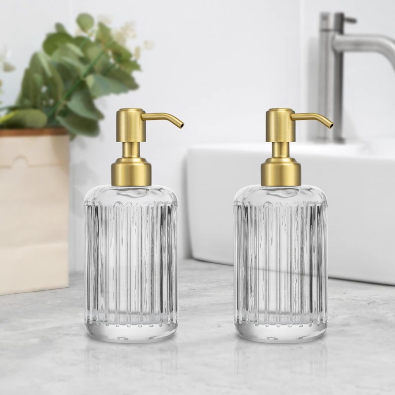 2 Pack Brushed Gold 304 Stainless Steel Soap Dispenser Pump