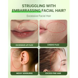 Painless Facial Hair Removal Cream for Women - Sensitive Skin 2-in-1 Kit with Soothing Cream | Upper Lip & Chin Hair Remover | At-Home Depilatory (4 Min, 7 Days Smooth),2.03 Fl Oz