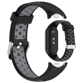 AWADUO Compatible with Xiaomi Band 9/Band 9 NFC/Band 8/Band 8 NFC Smart Band Replacement Silicone Wrist Strap Bracelet Band, Soft And Durable Watch Accessories(Black+Grey)