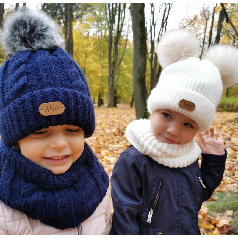 Alur Children's Unisex Beanie with Loop Scarf Set Winter Hat
