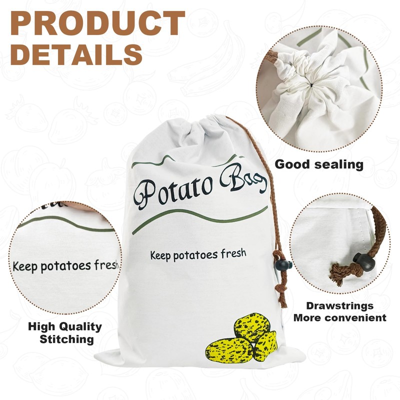 Potato & Onion Sprout-Free Vegetable Storage Bags - White