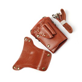 FOMIYES Leather Barber Tool Waist Bag Brown Scissor Holder with Adjustable Belt for Hairdressers and Stylists