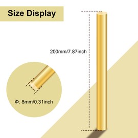LAVMHAB Brass Rod 8 mm x 200 mm, Solid Round Brass Rods for DIY Crafts (Pack of 2)