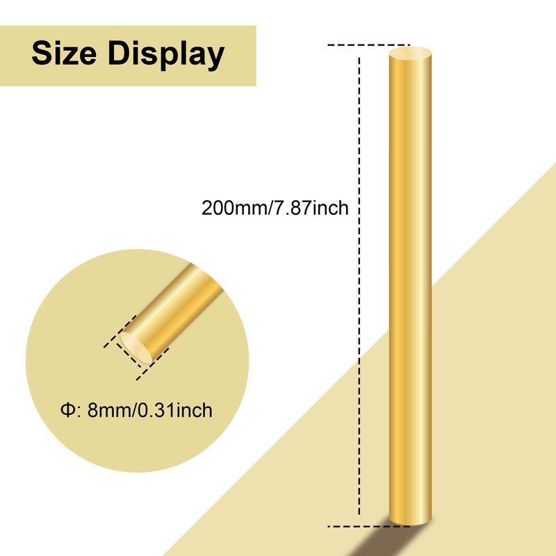 LAVMHAB Brass Rod 8 mm x 200 mm, Solid Round