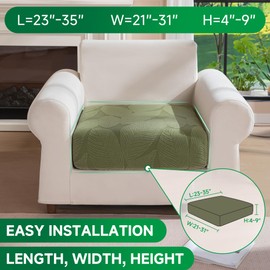 OHSIO Stretch Couch Covers for Sectional Sofa – Washable Soft Sofa Slipcovers, Pet-Friendly Furniture Protector for Living Room Sofa Cushions(1 Piece Chair Cover, Green)
