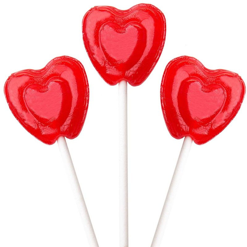 Valentines Day Lollipops Red Double Heart Shaped Cherry Flavored, Kosher
