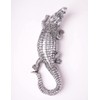HAUCOZE Crocodile Sculpture Statue Animal Figurine Geometric Decor Polyresin Silver