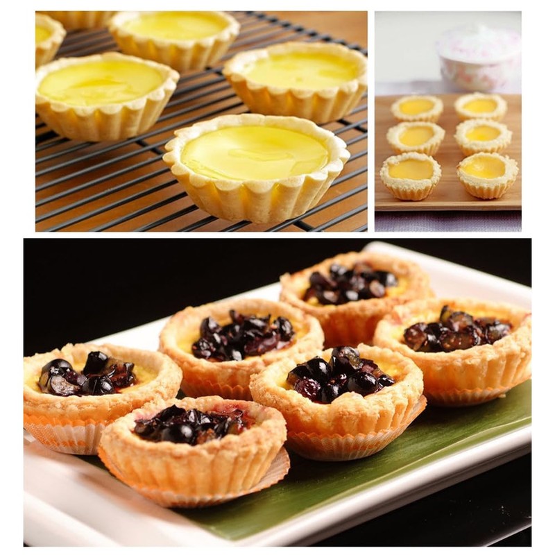 ESJNNK Mini Egg Tart Mold 12pcs Carbon Steel Round Reusable