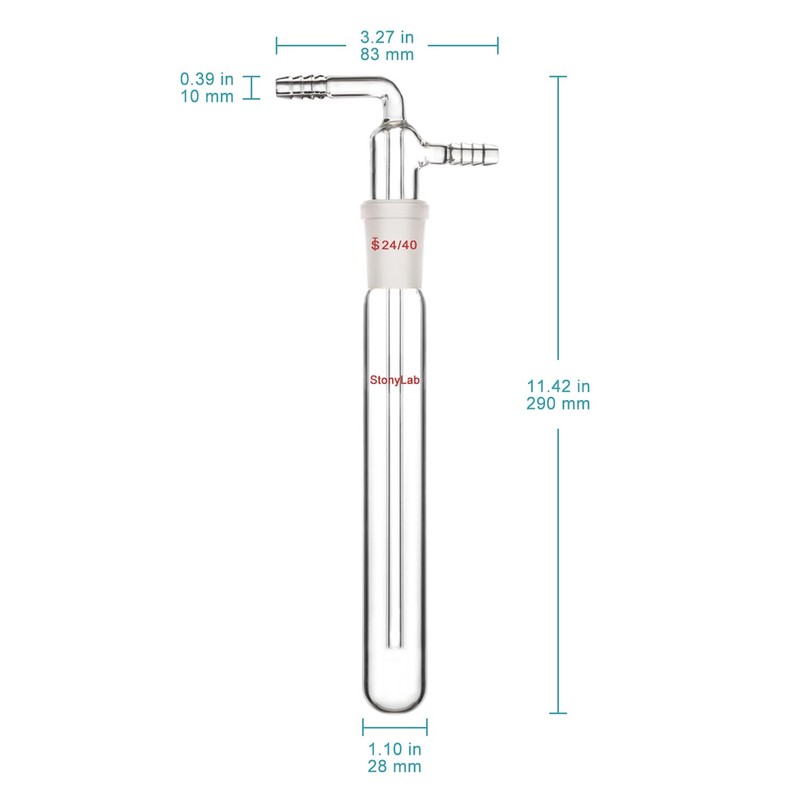 stonylab Glass Vacuum Cold Trap Bubbler with 10mm Serrated Hose,